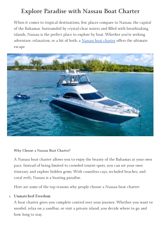 Explore Paradise with Nassau Boat Charter