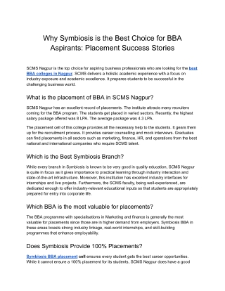 SCMS Nagpur- Why Symbiosis is the Best Choice for BBA Aspirants_ Placement Success Stories