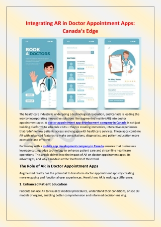 integrating ar in doctor appointment apps canada