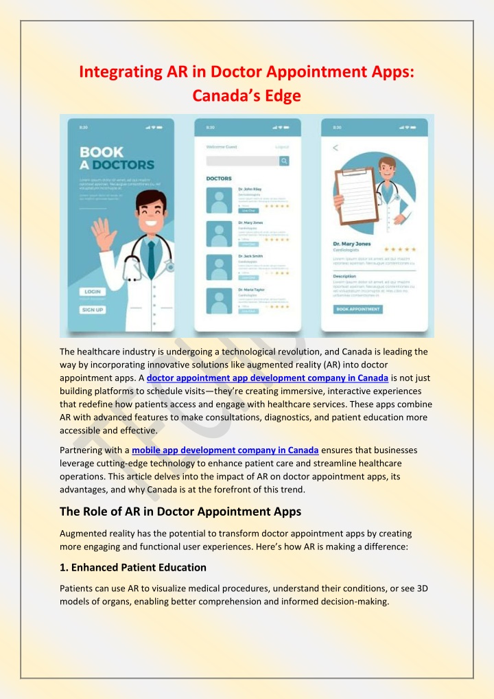 integrating ar in doctor appointment apps canada