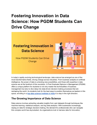 Fostering Innovation in Data Science_ How PGDM Students Can Drive Change