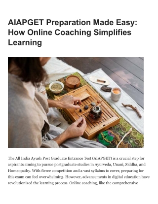 AIAPGET Preparation Made Easy How Online Coaching Simplifies Learning