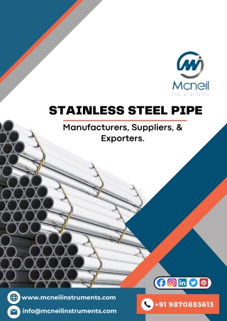 Download PDF Catalogue of Stainless Steel Pipes by Mcneil Instruments