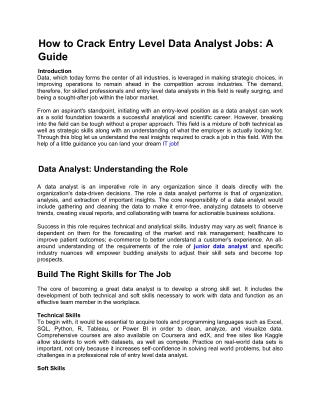how to crack entry level data analyst jobs a guide
