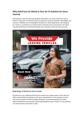 why autotranz car rental is your go to solution