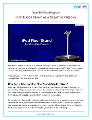 Why Do You Need an iPad Floor Stand as a Creative Person