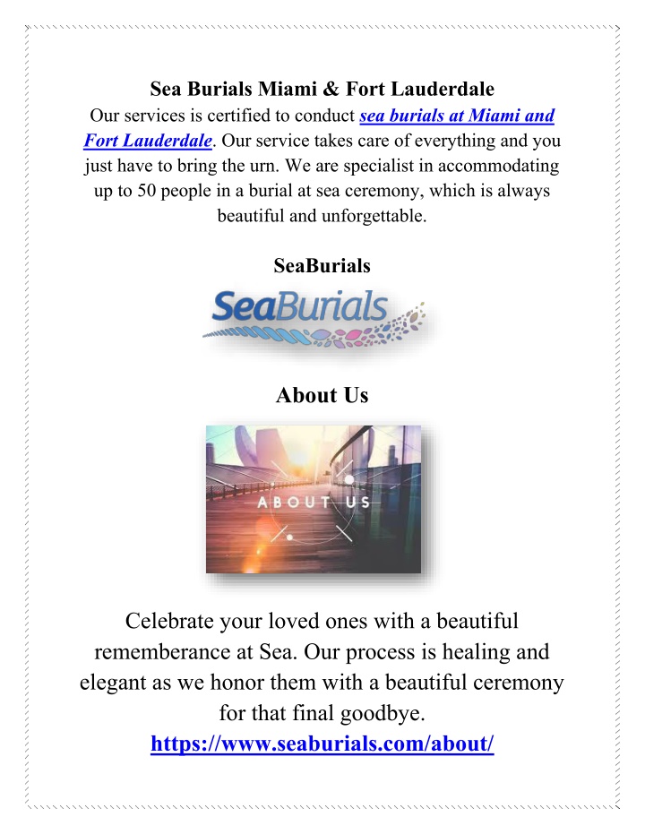 sea burials miami fort lauderdale our services