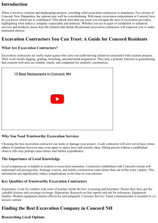 Excavation Contractors You Can Trust: A Guide for Concord Residents