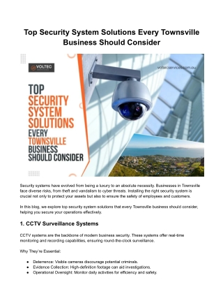 Top Security System Solutions Every Townsville Business Should Consider