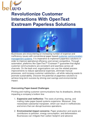 Revolutionize Customer Interactions With OpenText Exstream Paperless Solutions