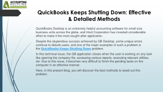 quickbooks keeps shutting down effective detailed methods