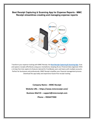 Best Receipt Capturing & Scanning App for Expense Reports - MMC Receipt streamlines creating and managing expense report