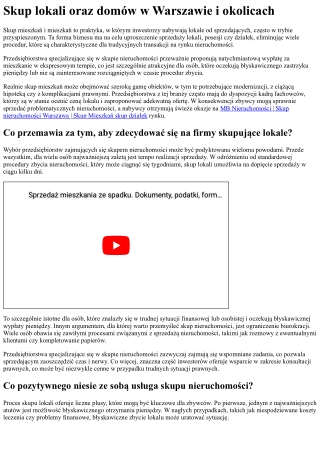 skup lokali oraz dom w w warszawie i okolicach