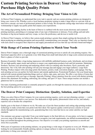 custom printing services in denver your one stop