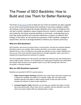 the power of seo backlinks how to build