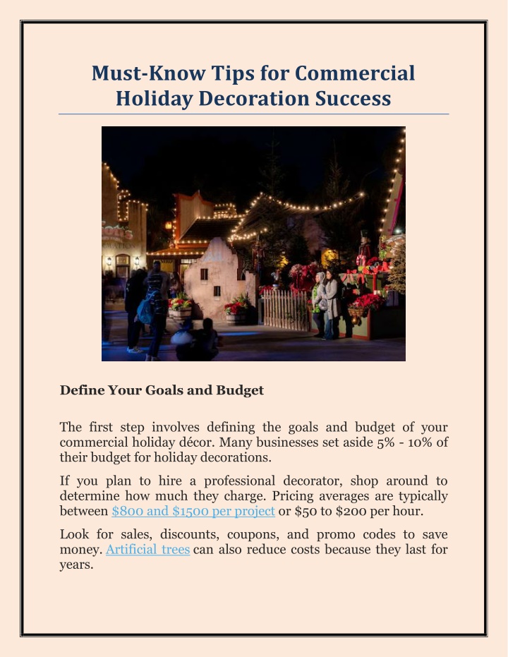 must know tips for commercial holiday decoration