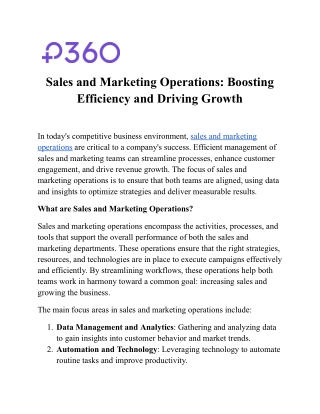 sales and marketing operations boosting