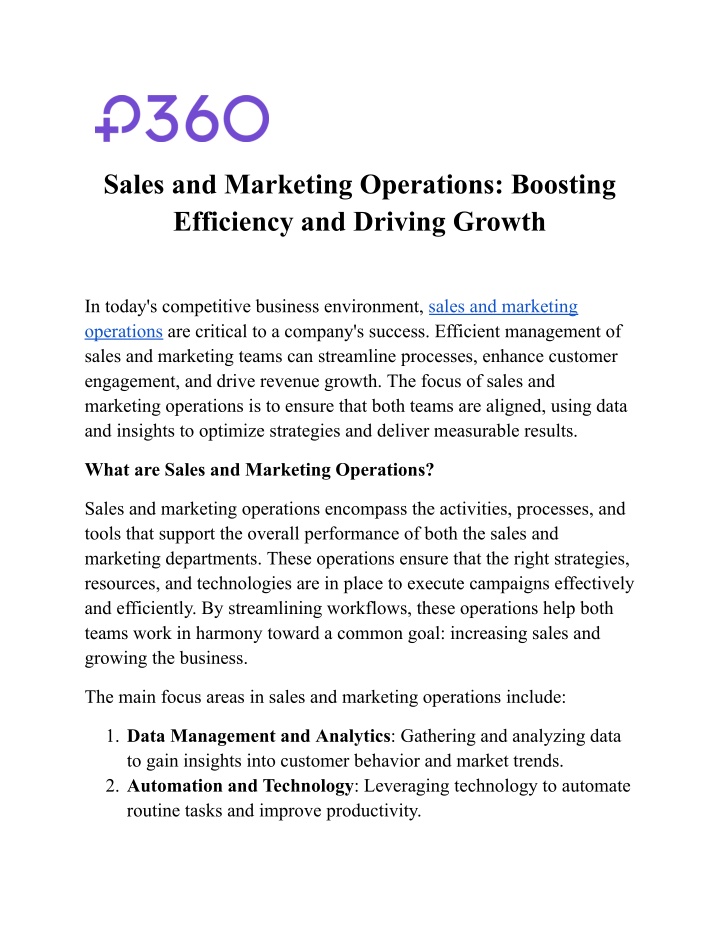 sales and marketing operations boosting