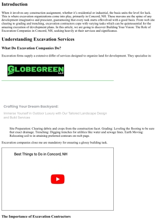 Building Your Vision: The Role of Excavation Companies in Concord, NH