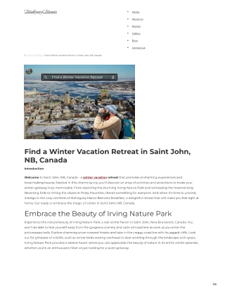 Find a Winter Vacation Retreat in Saint John, NB, Canada