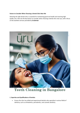 Uru Dental is best dental clinic in Bangalore