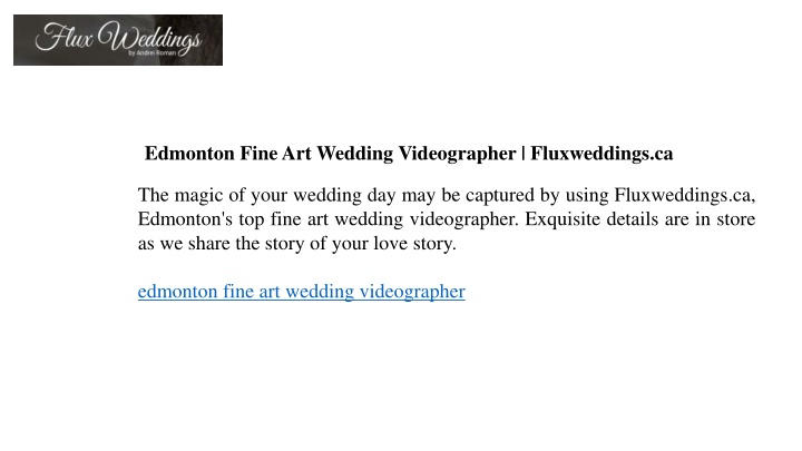 edmonton fine art wedding videographer