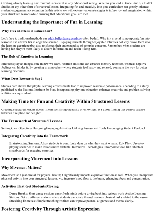 creating a lively learning environment