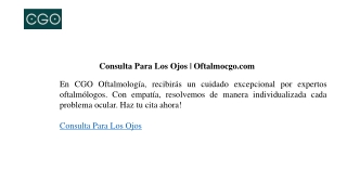 Consulta Para Los Ojos  Oftalmocgo.com