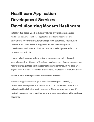 Healthcare Application Development Services_ Revolutionizing Modern Healthcare