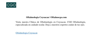 Oftalmologia Coyoacan  Oftalmocgo.com