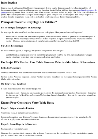 “Un Projet DIY Facile : Une Table Basse en Palette”