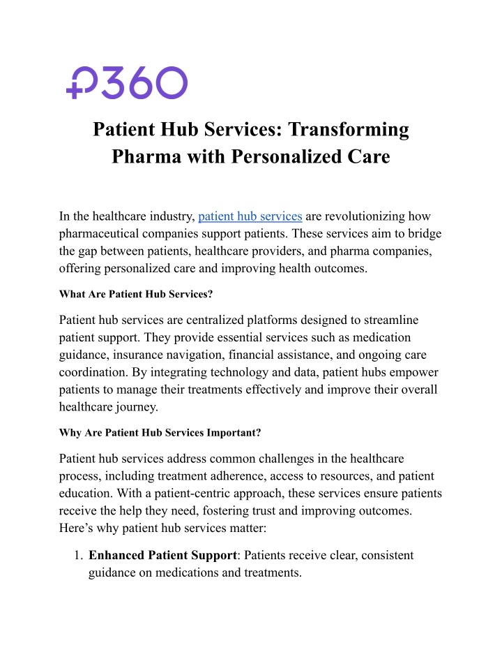 patient hub services transforming pharma with