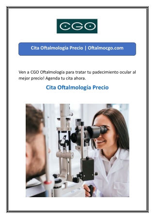 Cita Oftalmología Precio  Oftalmocgo