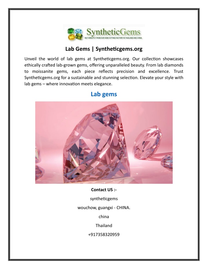 lab gems syntheticgems org