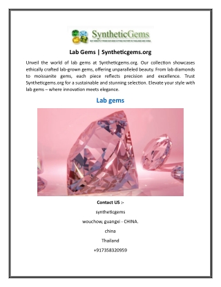 Lab Gems  Syntheticgems.org