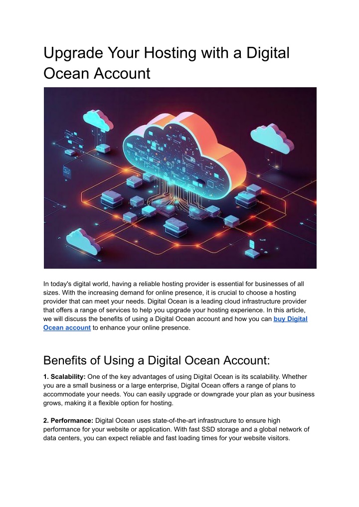 upgrade your hosting with a digital ocean account