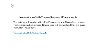 communication skills training bangalore protocol