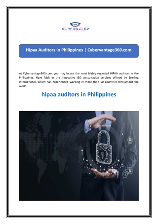 hipaa auditors in philippines cybervantage360 com