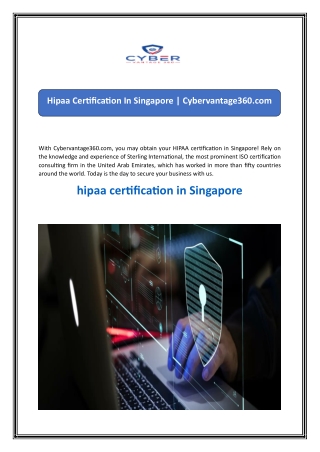 hipaa certification in singapore cybervantage360