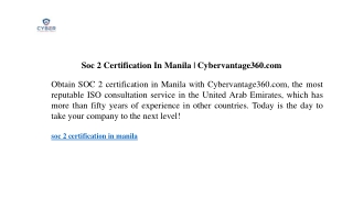 soc 2 certification in manila cybervantage360 com