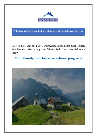 Cobb County Foreclosure Assistance Programs  Creativehousingduo