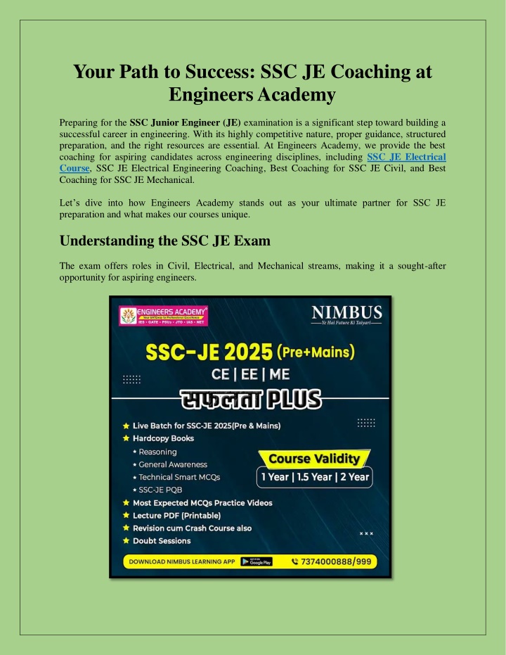 your path to success ssc je coaching at engineers