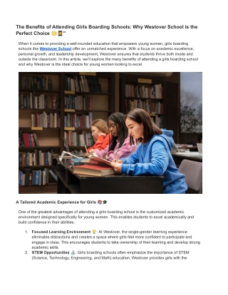 the benefits of attending girls boarding schools