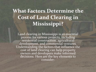 What Factors Determine the Cost of Land Clearing in Mississippi?