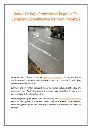 How is Hiring a Professional Regrout Tile Company Cost-effective for Your Property