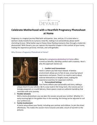 Celebrate Motherhood with a Heartfelt Pregnancy Photoshoot at Home