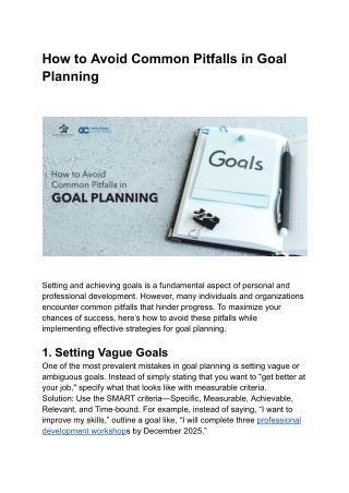 How to Avoid Common Pitfalls in Goal Planning