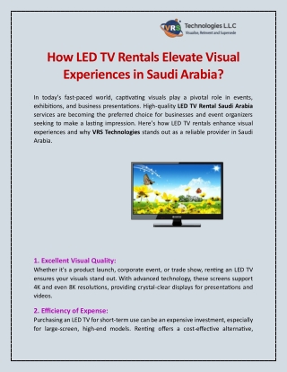 How LED TV Rentals Elevate Visual Experiences in Saudi Arabia?