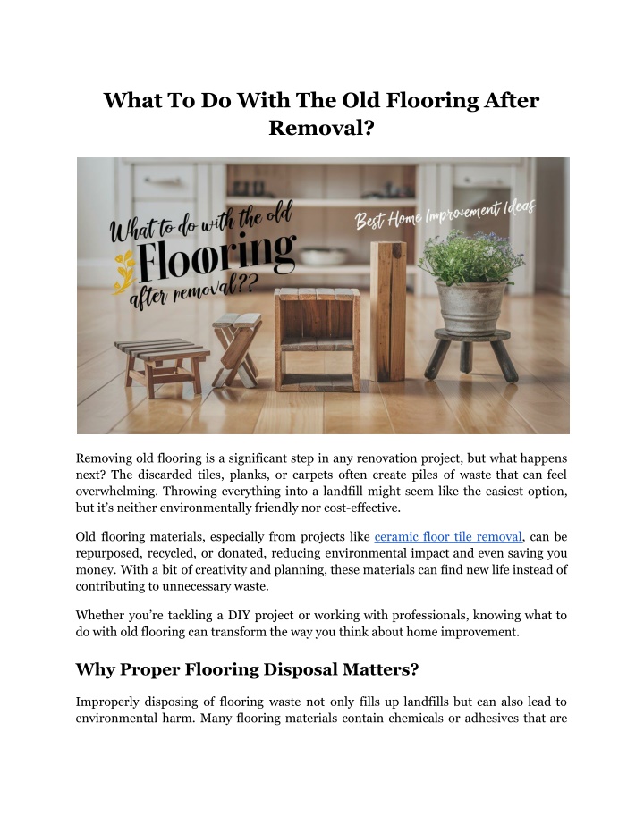 what to do with the old flooring after removal