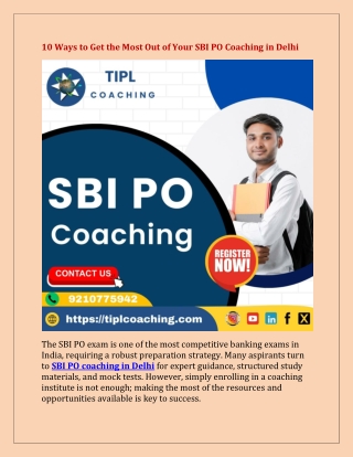 10 Ways to Get the Most Out of Your SBI PO Coaching in Delhi